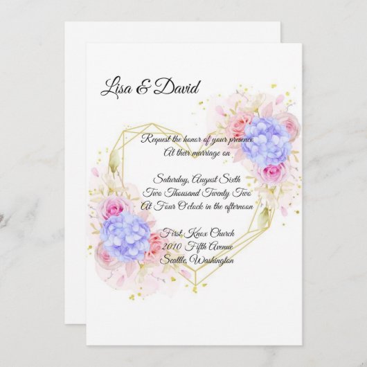 結婚式招待状ブルーアジサイ招待状 招待状 (正面/裏面)