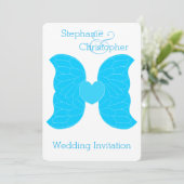 結婚式招待状ブルーエンジェルウィングスハートデザイン 招待状 (スタンド正面)