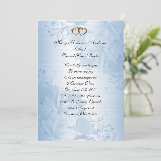 結婚式招待状ブルーサテンエレガント 招待状 (スタンド正面)