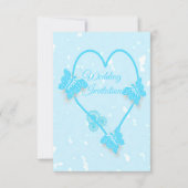 結婚式招待状ブルーハートと蝶 招待状 (正面)