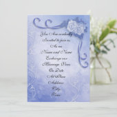 結婚式招待状ブルーバラ エレガント 招待状 (スタンド正面)