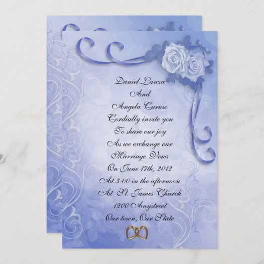 結婚式招待状ブルーバラ 招待状 (正面/裏面)