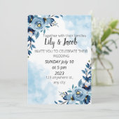 結婚式招待状ブルーフラワーブーケウォータカラー 招待状 (スタンド正面)