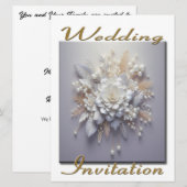 結婚式招待状ブルーフラワーブーケ 招待状 (正面/裏面)