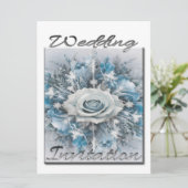 結婚式招待状ブーケ（青と白） 招待状 (スタンド正面)