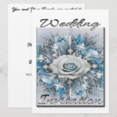 結婚式招待状ブーケ（青と白） 招待状 (正面/裏面)