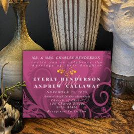 結婚式招待状プラムカラリリー インビテーションポストカード