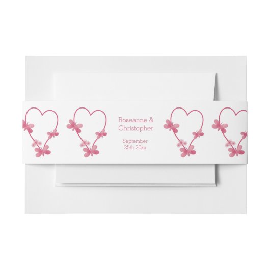 結婚式招待状ベリーバンドピンクハート 招待状ベリーバンド (正面例)