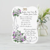 結婚式招待状ホワイトとラベンダーのバラ 招待状 (スタンド正面)