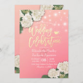 結婚式招待状ホワイトアジサイのストリングライト 招待状 (正面/裏面)