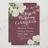 結婚式招待状ホワイトアジサイのストリングライト 招待状 (正面/裏面)