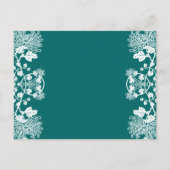 結婚式招待状ホワイトオンシーブルーヴィンテージ花 インビテーションポストカード (裏面)