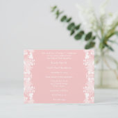 結婚式招待状ホワイトオンピンクヴィンテージ花 インビテーションポストカード (スタンド正面)