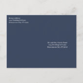 結婚式招待状ホワイトオンミッドナイトブルーヴィンテージ インビテーションポストカード (裏面)