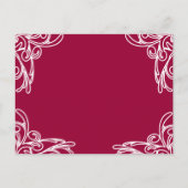 結婚式招待状ホワイトコーナーズオンラズベリー インビテーションポストカード (裏面)