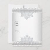 結婚式招待状ホワイトシルクレースパール宝石 招待状 (裏面)