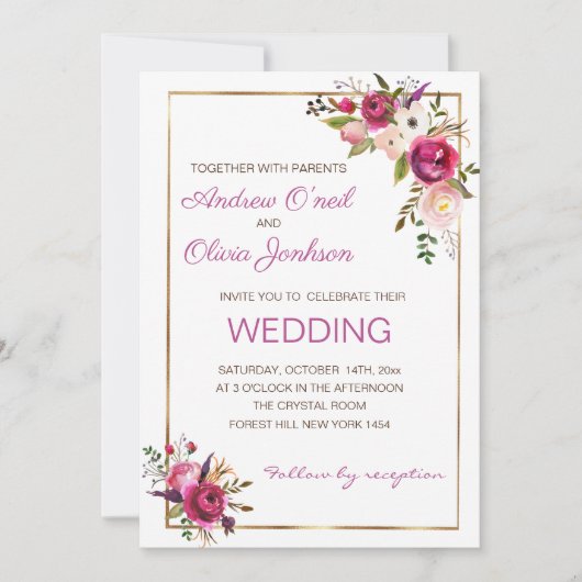 結婚式招待状ホワイトローズ 招待状 (正面)