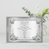 結婚式招待状ホワイトローゼオンシルバーサテン 招待状 (スタンド正面)
