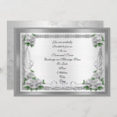 結婚式招待状ホワイトローゼオンシルバーサテン 招待状 (正面/裏面)