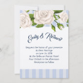 結婚式招待状ホワイトローゼズオンブルーストライプズ 招待状 (正面)