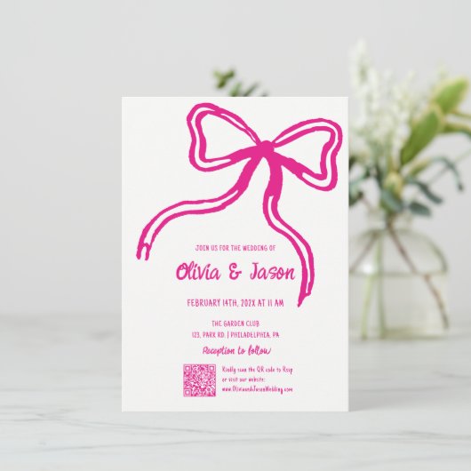 結婚式招待状ボーお洒落ピンク 招待状 (スタンド正面)