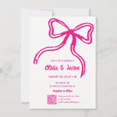 結婚式招待状ボーお洒落ピンク 招待状 (正面)