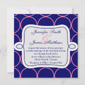 結婚式招待状モノグラコンテンポラリームネイビーピンク 招待状 (裏面)