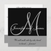 結婚式招待状モノグラムことわざブラックグレー 招待状 (正面/裏面)
