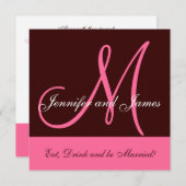 結婚式招待状モノグラムことわざ名ピンクブラウン 招待状 (正面/裏面)