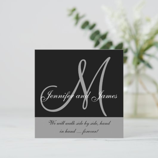 結婚式招待状モノグラムことわざ白黒 招待状 (スタンド正面)