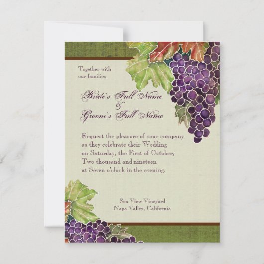 結婚式招待状モノグラムの秋グレープリーフ 招待状 (裏面)