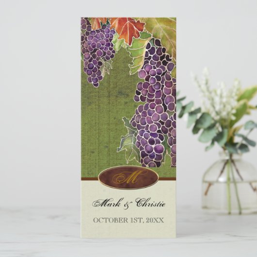 結婚式招待状モノグラムオータムグレープリーフ 招待状 (スタンド正面)