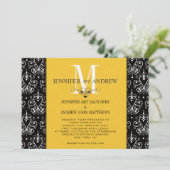 結婚式招待状モノグラムシャンデリアイエロー 招待状 (スタンド正面)