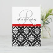 結婚式招待状モノグラムネームレッドダマスク 招待状 (スタンド正面)