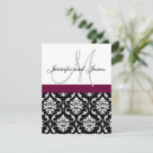 結婚式招待状モノグラムワイン&ホワイトダマスク 招待状 (スタンド正面)