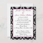 結婚式招待状モノグラムワイン&ホワイトダマスク 招待状 (裏面)