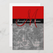 結婚式招待状モノグラムヴィンテージレッドフローラ 招待状 (正面/裏面)