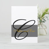 結婚式招待状モノグラム名金ゴールドブラックグレー 招待状 (スタンド正面)