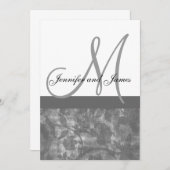 結婚式招待状モノグラム名（黒）フローラ 招待状 (正面/裏面)