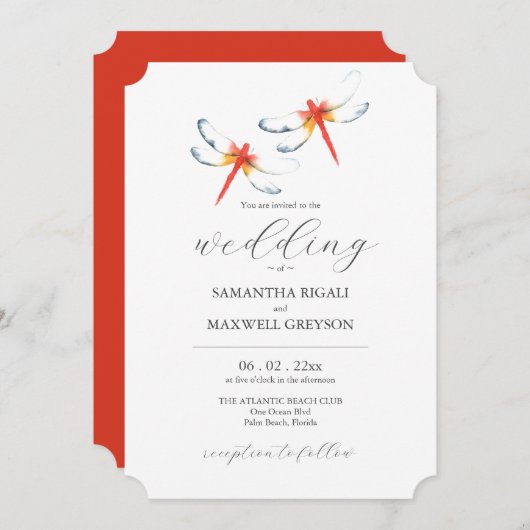 結婚式招待状ユニークアカトンボ 招待状 (正面/裏面)