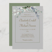 結婚式招待状ユーカリ弓5" X 7" 招待状 (正面/裏面)