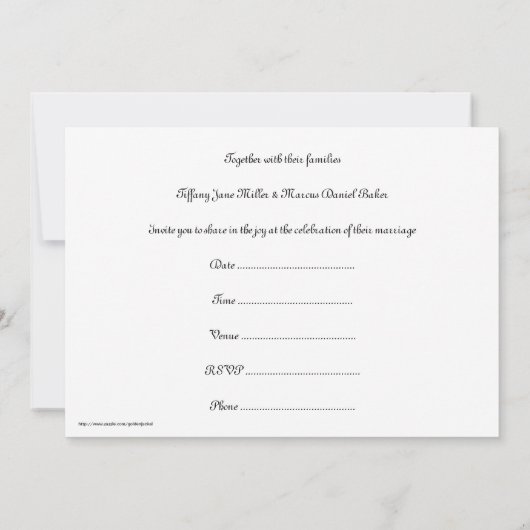 結婚式招待状ユーモおもしろいアカスタム文字 招待状 (裏面)