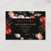 結婚式招待状レジストリカード濃赤色フローラ エンクロージャーカード (正面)