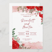 結婚式招待状レッドローズ透明インク 招待状 (正面/裏面)