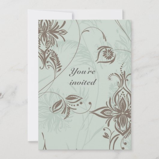 結婚式招待状ロマンティックつる植物ダマスク 招待状 (正面)