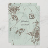 結婚式招待状ロマンティックつる植物ダマスク 招待状 (正面/裏面)