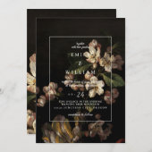 結婚式招待状ロマンティックムーディッドダークフローラ 招待状 (正面/裏面)
