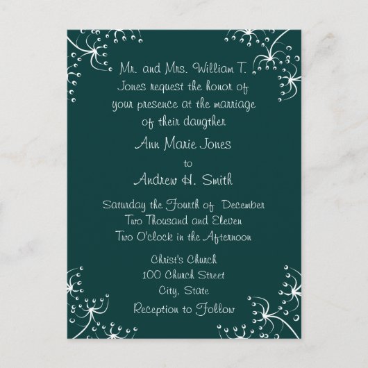 結婚式招待状ワイルドフラワーコーナー インビテーションポストカード (正面)