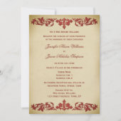 結婚式招待状ヴィンテージのリーフの巻き物 招待状 (正面)