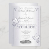 結婚式招待状ヴィンテージシルバーラブバード 招待状 (正面/裏面)